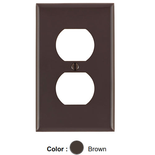 Leviton 80703, 1-Gang Duplex Device Receptacle Wallplate, Standard Size, Thermoplastic Nylon, Device Mount, Brown, 5 Packs