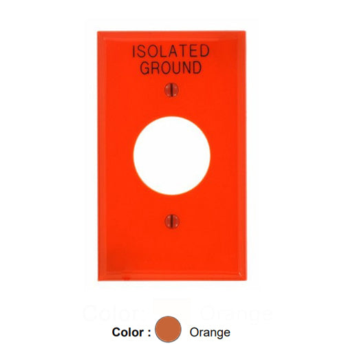 Leviton 80704-IG, 1-Gang Single 1.406 Inch Hole Device Receptacle Wallplate, Standard Size, Thermoplastic Nylon, Device Mount, Hot Stamped Isolated Ground, Orange