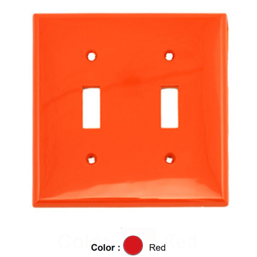 Leviton 80709-R, 2-Gang Toggle Device Switch Wallplate, Standard Size, Thermoplastic Nylon, Device Mount, Red, 2 Packs