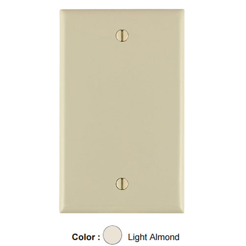Leviton 80714-T, 1-Gang No Device Blank Wallplate, Standard Size, Thermoplastic Nylon, Box Mount, Light Almond, 3 Packs