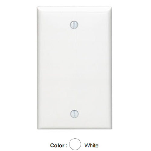 Leviton 80714-W, 1-Gang No Device Blank Wallplate, Standard Size, Thermoplastic Nylon, Box Mount, White, 5 Packs