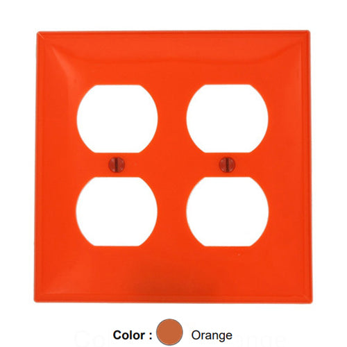 Leviton 80716-ORG, 2-Gang Duplex Device Receptacle Wallplate, Standard Size, Thermoplastic Nylon, Device Mount, Orange, 2 Packs