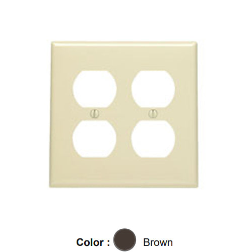 Leviton 80716, 2-Gang Duplex Device Receptacle Wallplate, Standard Size, Thermoplastic Nylon, Device Mount, Brown, 2 Packs