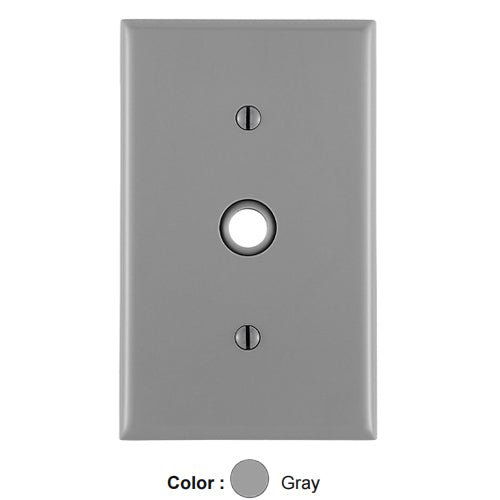 Leviton 80718-GY, 1-Gang 0.406 Inch Hole Device Telephone/Cable Wallplate, Standard Size, Thermoplastic Nylon, Strap Mount, Gray, 2 Packs
