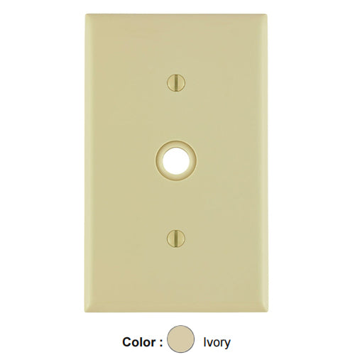 Leviton 80718-I, 1-Gang 0.406 Inch Hole Device Telephone/Cable Wallplate, Standard Size, Thermoplastic Nylon, Strap Mount, Ivory, 2 Packs