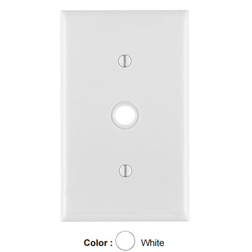 Leviton 80718-W, 1-Gang 0.406 Inch Hole Device Telephone/Cable Wallplate, Standard Size, Thermoplastic Nylon, Strap Mount, White, 2 Packs