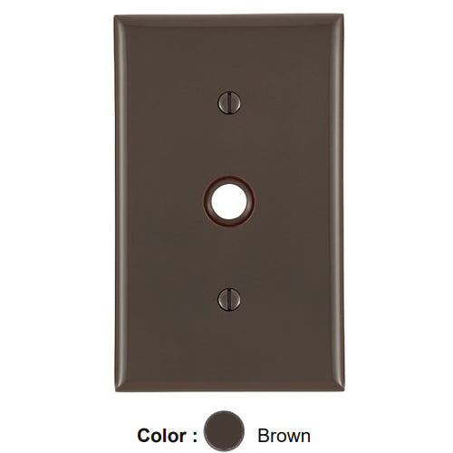 Leviton 80718, 1-Gang Nylon Wallplate, 1-Phone/Cable 0.406'' Diameter Hole, Standard Size, Strap Mount, Brown, 4 Packs