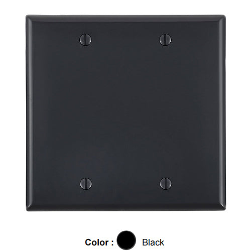 Leviton 80725-E, 2-Gang No Device Blank Wallplate, Standard Size, Thermoplastic Nylon, Box Mount, Black, 2 Packs