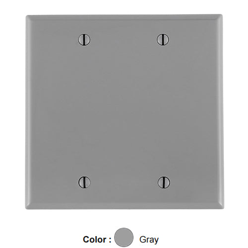 Leviton 80725-GY, 2-Gang No Device Blank Wallplate, Standard Size, Thermoplastic Nylon, Box Mount, Gray, 2 Packs