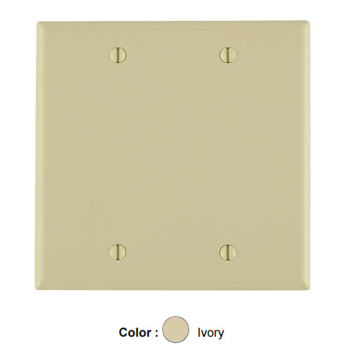 Leviton 80725-I, 2-Gang No Device Blank Wallplate, Standard Size, Thermoplastic Nylon, Box Mount, Ivory, 2 Packs