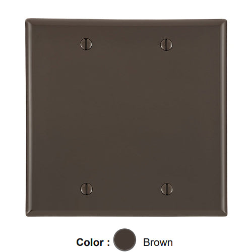 Leviton 80725, 2-Gang No Device Blank Wallplate,  Standard Size, Thermoplastic Nylon, Box Mount, Brown