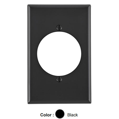 Leviton 80728-E, 1-Gang 2.15 Inch Diameter Flush Mount Receptacle Wallplate, Midway Size, Thermoplastic Nylon, Device Mount, Black