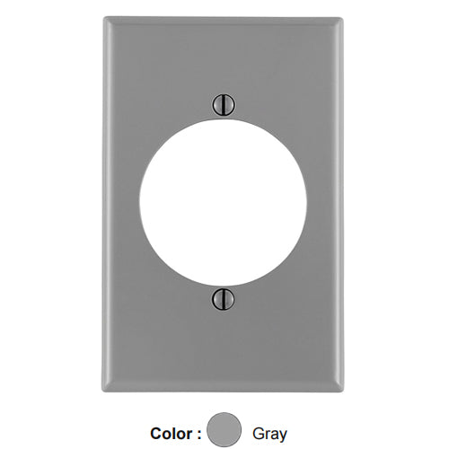 Leviton 80728-GY, 1-Gang 2.15 Inch Diameter Flush Mount Receptacle Wallplate, Midway Size, Thermoplastic Nylon, Device Mount, Gray