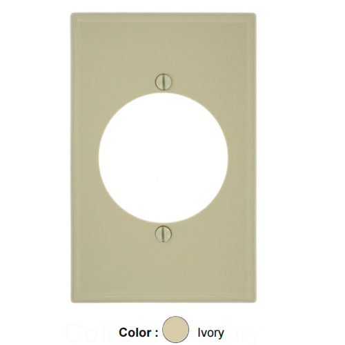 Leviton 80728-I, 1-Gang 2.15 Inch Diameter Flush Mount Receptacle Wallplate, Midway Size, Thermoplastic Nylon, Device Mount, Ivory