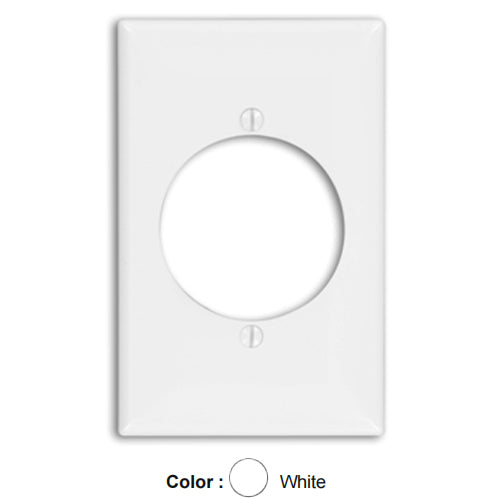 Leviton 80728-W, 1-Gang 2.15 Inch Diameter Flush Mount Receptacle Wallplate, Midway Size, Thermoplastic Nylon, Device Mount, White