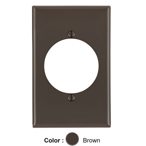 Leviton 80728, 1-Gang 2.15 Inch Diameter Flush Mount Outlet/Receptacle Wallplate, Midway Size, Thermoplastic Nylon, Device Mount, Brown
