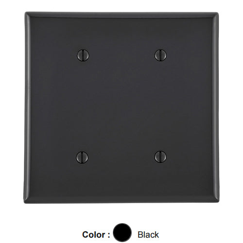 Leviton 80734-E, 2-Gang No Device Blank Wallplate, Standard Size, Thermoplastic Nylon, Strap Mount, Black, 2 Packs