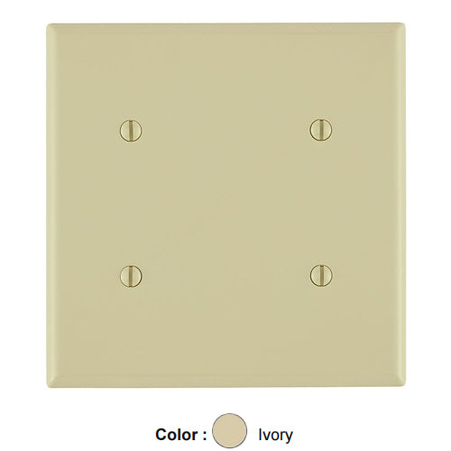 Leviton 80734-I, 2-Gang No Device Blank Wallplate, Standard Size, Thermoplastic Nylon, Strap Mount, Ivory, 2 Packs