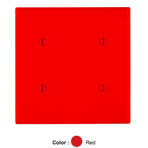 Leviton 80734-R, 2-Gang No Device Blank Wallplate, Standard Size, Thermoplastic Nylon, Strap Mount, Red