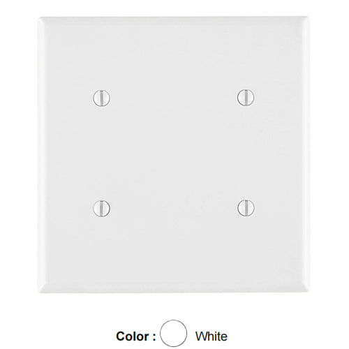 Leviton 80734-W, 2-Gang No Device Blank Wallplate, Standard Size, Thermoplastic Nylon, Strap Mount, White, 2 Packs