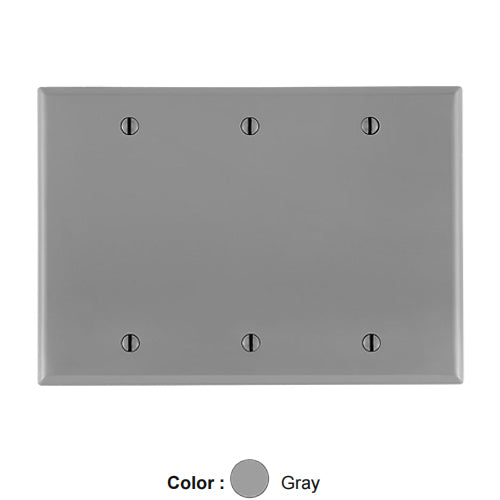 Leviton 80735-GY, 3-Gang No Device Blank Wallplate, Standard Size, Thermoplastic Nylon, Box Mount, Gray, 2 Packs