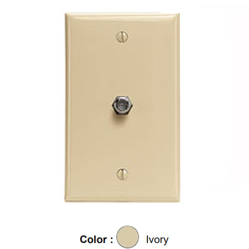 Leviton 80781-I, Standard Telephone & Video Wallplate, Wall Jack, F-Connector, Ivory, 2 Packs