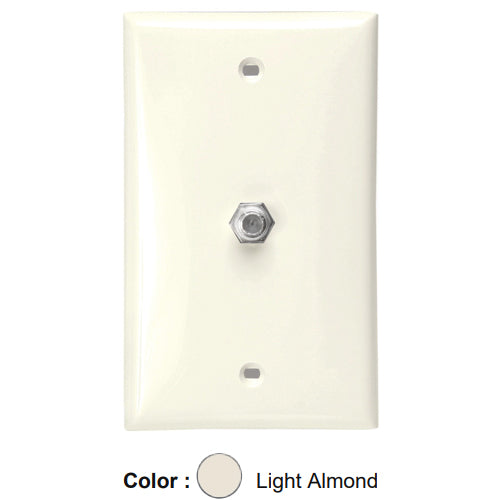 Leviton 80781-T, Standard Telephone & Video Wallplate, Wall Jack, F-Connector, Light Almond, 2 Packs