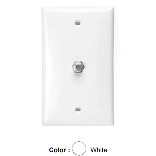 Leviton 80781-W, Standard Telephone & Video Wallplate, Wall Jack, F-Connector, White, 2 Packs