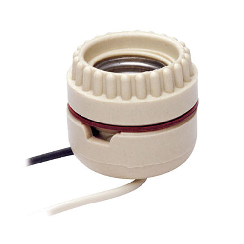 Leviton 8101, Unglazed Porcelain Lampholder, Medium Base, Two-Piece, Keyless, Incandescent, Ring-Type, Single Circuit, Back Wired, Slot Lock Prevents Rotation, White, 2 Packs