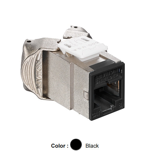 Leviton 81SJK-RE8, ATLAS-X1 Cat 8 Shielded Quickport Jack, Black