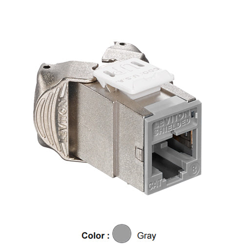 Leviton 81SJK-RG8, ATLAS-X1 Cat 8 Shielded Quickport Jack, Gray