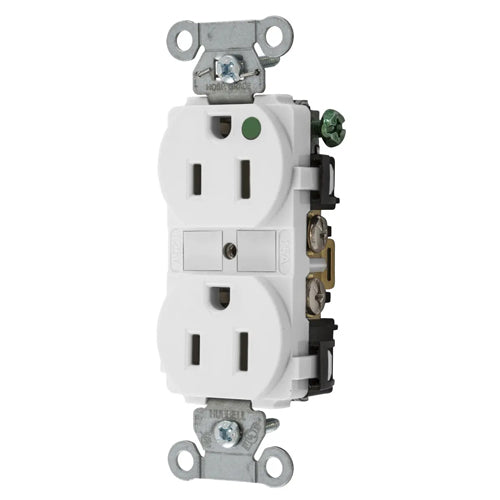 Hubbell-PRO Extra Heavy Duty Hospital Grade Receptacles, Duplex, Smooth Nylon Face, Back And Side Wired, 15A 125V, 5-15R, 2-Pole 3-Wire Grounding, White, 8200WHI