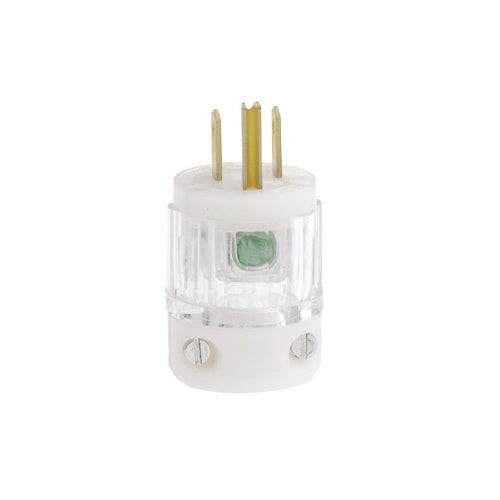 Leviton 8215-CT, Straight Blade Plug, Hospital Grade, 15A 125V, NEMA 5-15P, 2-Pole, 3-Wire, Grounding, Transparent