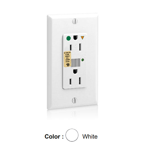 Leviton 8280-IGW, Decora Plus Surge Protective Isolated Ground Duplex Receptacle, Heavy-Duty Hospital Grade, Audible Alarm, Indicator Light, 15A 125V, NEMA 5-15R, 2-Pole, 3-Wire, Back and Side Wire, White