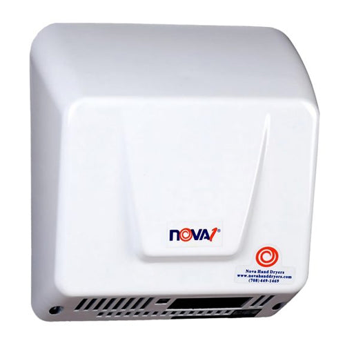 World Dryer 0830, Nova 1 Series Economical Hand Dryer, 110-120/208-240V, Automatic Operation, Surface Mounted, Aluminum, White