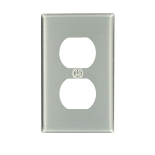 Leviton 83003, 1-Gang Duplex Device Receptacle Wallplate, Standard Size, Device Mount, Aluminum, 2 Packs