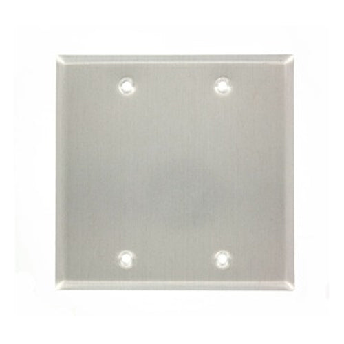 Leviton 83025-EXT, 2-Gang No Device Blank Wallplate with Gasket, Standard Size, Box Mount, Aluminum