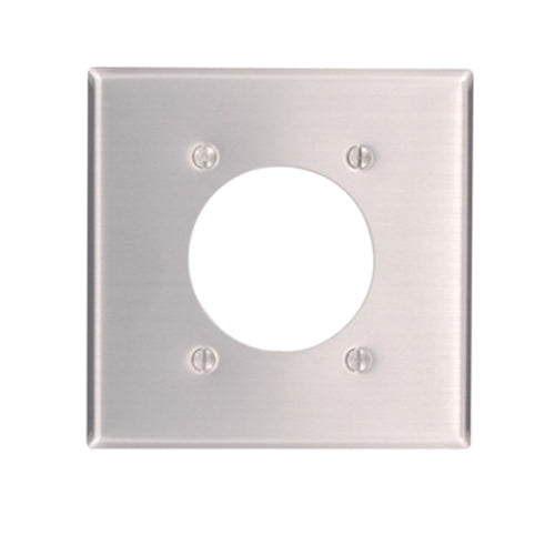 Leviton 83026, 2-Gang Flush Mount 2.15 Inch Diameter Device Receptacle Wallplate, Standard Size, Device Mount, Aluminum