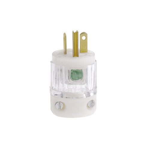 Leviton 8315-CT, Straight Blade Plug, Hospital Grade, 20A 125V, NEMA 5-20P, 2-Pole, 3-Wire, Grounding, Transparent