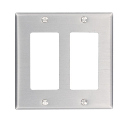 Leviton 83409, 2-Gang Decora/GFCI Device Decora Wallplate, Standard Size, Device Mount, Aluminum