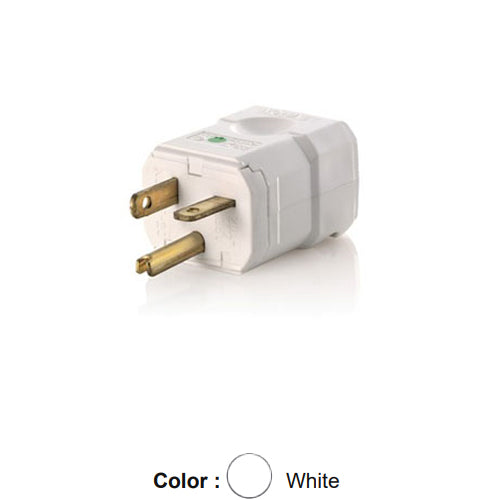 Leviton 8356-V, Python Straight Blade Plug, Hospital Grade, 20A 125V, NEMA 5-20P, 2-Pole, 3-Wire, Grounding, White