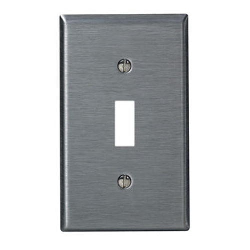 Leviton SSJ1-40, 1-Gang Toggle Switch Wallplate, Midway Size, Non-Magnetic, 302 Stainless Steel, Device Mount, 2 Packs