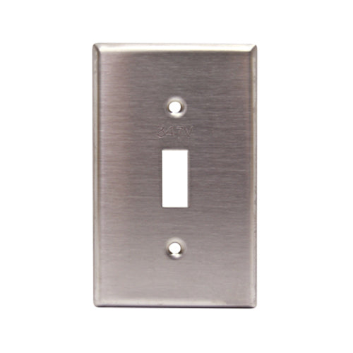 Leviton 84001-C, 1-Gang Toggle Device Switch Wallplate for 347V Applications, 302 Stainless Steel, Device Mount, 2 Packs