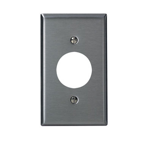 Leviton 84104-40, 1-Gang Single 1.406 Inch Hole Receptacle Wallplate, Oversized, Device Mount, Non-Magnetic Stainless Steel