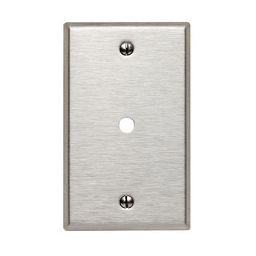 Leviton 84013, 1-Gang 0.312 Inch Hole Device Telephone/Cable Wallplate, Standard Size, 430 Stainless Steel, Box Mount, Stainless Steel, 2 Packs