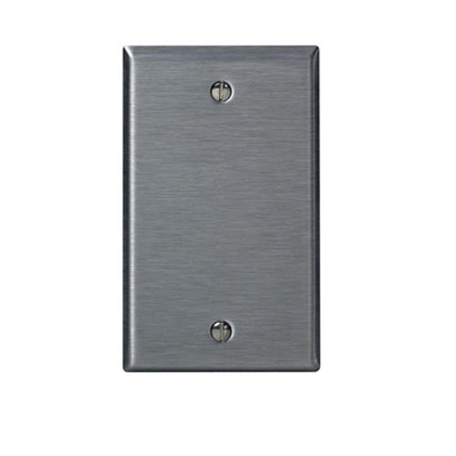 Leviton 84014-40, 1-Gang No Device Blank Wallplate, Standard Size, 302 Stainless Steel, Box Mount, 2 Packs