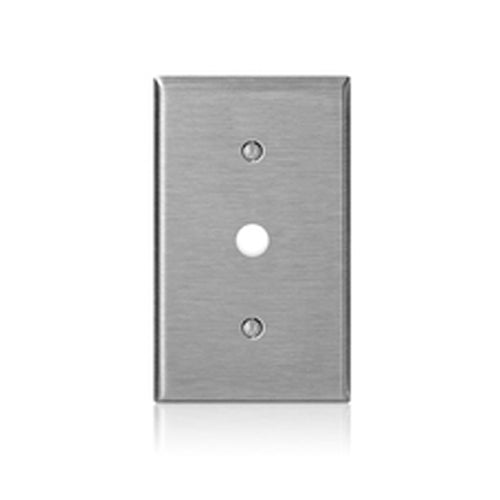 Leviton 84017-40, 1-Gang 0.625 Inch Hole Device Telephone/Cable Wallplate, Standard Size, Non-Magnetic Stainless Steel, Box Mount, 2 Packs