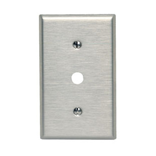 Leviton 84018-40, 1-Gang 0.406 Inch Hole Device Telephone/Cable Wallplate, Standard Size, Non-Magnetic Stainless Steel, Strap Mount, 2 Packs