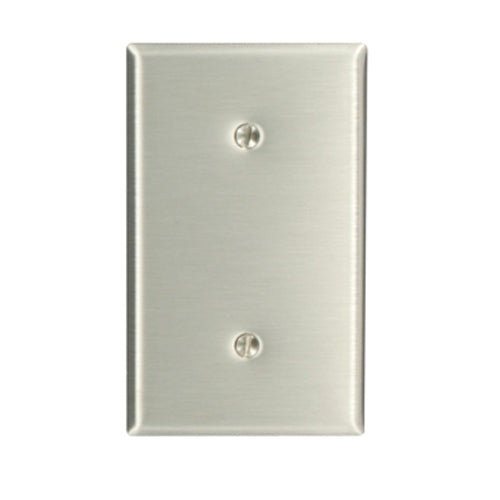 Leviton 84019, 1-Gang No Device Blank Wallplate, Standard Size, 430 Stainless Steel, Strap Mount, Stainless Steel, 2 Packs
