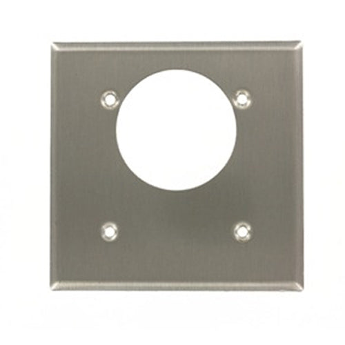 Leviton 84022, 2-Gang Flush Mount 2.15 Inch Diameter Offset Device Receptacle Wallplate, Standard Size, Device Mount, Aluminum